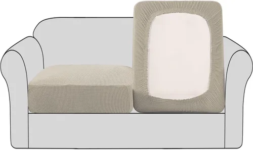 Vista 24 de H.VERSAILTEX - Fundas elásticas para cojín de sofá individual, fundas de asiento para silla de sofá, protector de cojín con tejido jacquard de sarga
