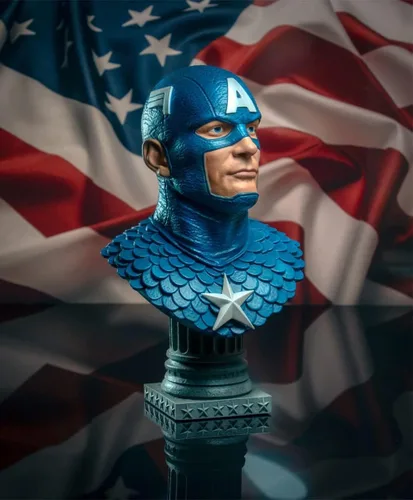 Vista 5 de Leyendas en 3-Dimensiones: Marvel Comics Capitán América 1: 2 Escala Busto, Multicolor