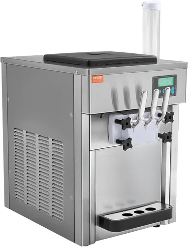 Vista 9 de Máquina comercial de helados VEVOR, máquina de helado de servicio suave de 21 QT/H con panel LCD, limpieza automática, pre-enfriamiento para 3
