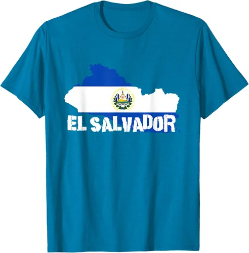 Vista 8 de Camiseta con la bandera de El Salvador, mapa de El Salvador, camiseta de Salvador para mujer, Negro