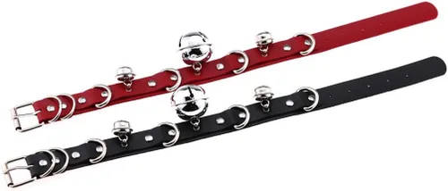 Vista 9 de Multicolor PU Simulated Leather Black-tone Silver-tone 4cm Large Bell Rivets Neckband Choker Necklace