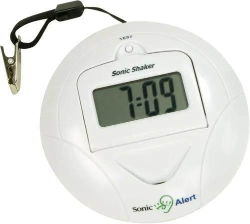Vista 12 de Sonic Alert Reloj Despertador Digital – Reloj Despertador de Viaje para Personas que Duermen Profundamente – Reloj Despertador Agitador de Cama