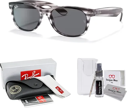 Vista 2 de Ray-Ban RB2132 - Lentes de sol cuadrados WAYFARER de 2.165 in para hombres y mujeres + paquete con kit de gafas de diseñador iWear