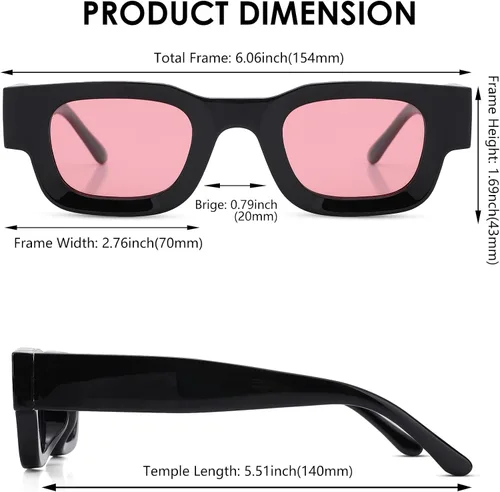 Vista 4 de NULOOQ Aesthetic Thick Frame Rectangle Polarized Sunglasses for Women Men Trendy Chunky Small Square Sunglasses