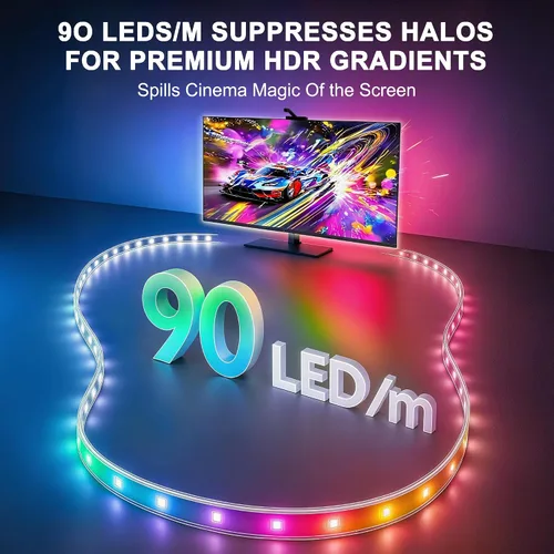 Vista 3 de Retroiluminación LED para TV, tira de luces LED cortables de 12.5 pies que cambian con pantalla de televisores de 55 a 65 pulgadas y monitor de PC