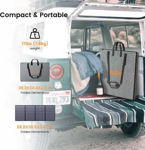Vista 3 de Panel solar portátil de 400 W, cargador ligero plegable con soporte mejorado, paneles solares impermeables de 36 V de 400 vatios para RV, cámper