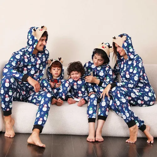 Vista 5 de CHUOAND Conjunto de pijama familiar de Navidad para parejas, ropa de dormir de Papá Noel para parejas