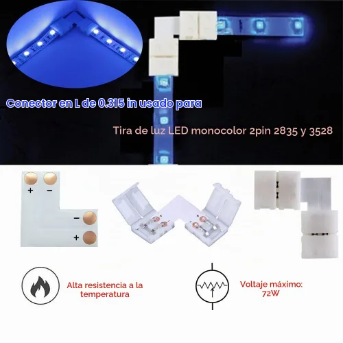 Vista 5 de Kit de conector de tira LED de 2 pines para tira de luz LED de 0.315