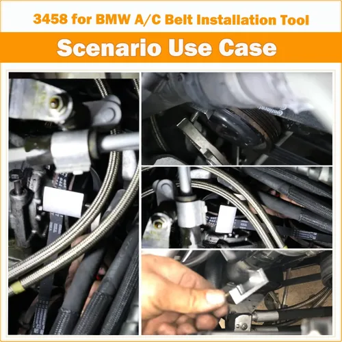 Vista 2 de E-cowlboy 3458 compatible con los motores V8 N62 de la herramienta de instalación de la correa del A/C de BMW lo mismo que el OEM 641040 y 8380049451