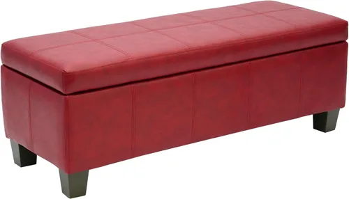 Vista 9 de 41" Storage Ottoman, Storage Bench with Safety Hinge, Upholstered Synthetic Leather Ottoman Bench for Bedroom, Living Room, Entryway, Hallway, Foot
