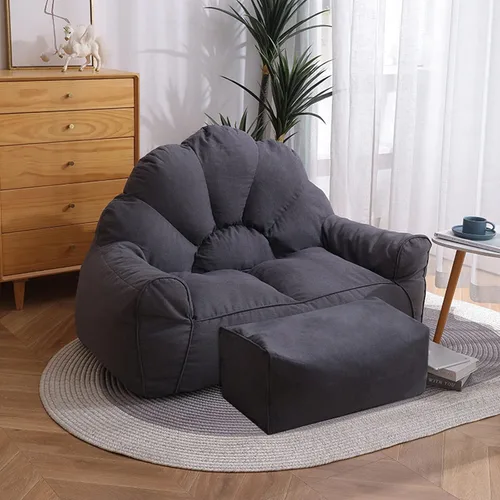 Vista 12 de HWOEK Lazy Sofa puff con reposapiés – sin relleno, funda suave para puf, almacenamiento de animales de peluche o asiento de tumbona de espuma