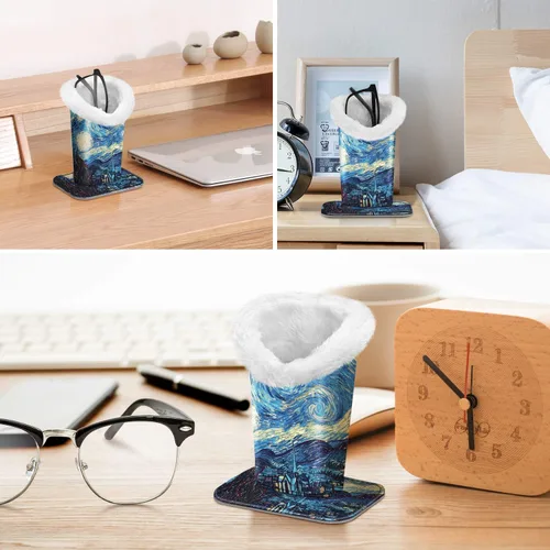 Vista 115 de Fintie Soporte para anteojos forrado de felpa con base magnética, estuche de cuero vegano prémium para lentes