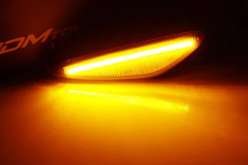 Vista 2 de iJDMTOY Kit de Luces LED Marcadoras Laterales Frontales Secuenciales Dinámicas de Parpadeo/Flujo Ámbar con Lente Ahumada Compatible con Mazda MX-5