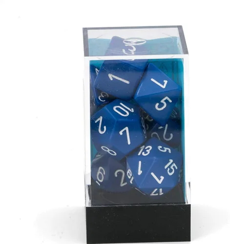 Vista 3 de Chessex CHX25406 Juego de dados opacos azul/blanco