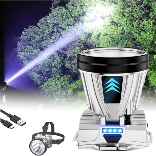 Vista 9 de Linterna frontal súper brillante de alta potencia, luz frontal LED recargable con sensor de movimiento para caza, lámpara de cabeza, linterna, foco