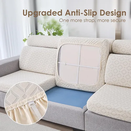 Vista 4 de Genina Fundas de cojín para sofá impermeables, fundas elásticas para sofá seccional, funda de cojín lavable, antideslizante, con parte inferior