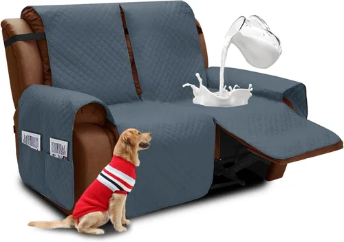 Vista 9 de XINEAGE Funda para Sillón Reclinable Resistente al Agua, Fundas Antideslizantes para Silla Reclinable con Bolsillos, Fundas Acolchadas Gruesas