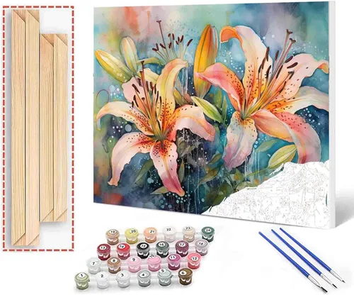 Vista 29 de Tucocoo Kits de pintura de paisaje de girasoles por números con pinceles y pigmento acrílico sobre lienzo para adultos, patrón de mariposas y flores