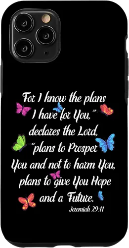 Vista 10 de iPhone 15 Godly Women Jeremías 29:11 Funda de mariposa con versículo bíblico cristiano