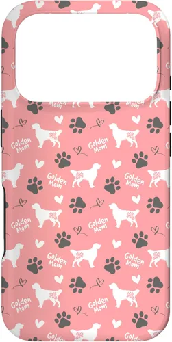 Vista 30 de Golden Retriever - Carcasa para iPhone 17, diseño de mamá y perro, diseño floral, color rosa