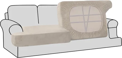 Vista 31 de H.VERSAILTEX Fundas de terciopelo elástico para silla con cojín en forma de T para sala de estar, funda de sofá, funda de asiento con cojín