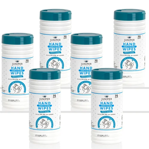 Vista 11 de Juniper CLEAN, 1 paquete de toallitas desinfectantes de manos, 72 toallitas desinfectantes de manos desechables, aroma fresco, sin pelusa y duraderas