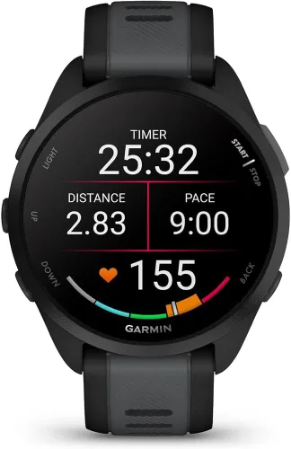 Vista 3 de Garmin 010-02863-20 Forerunner 165 Reloj Deportivo Inteligente, Negro + Gris Pizarra Modelo de Socio Oficial de EE.UU. Paquete con Protector