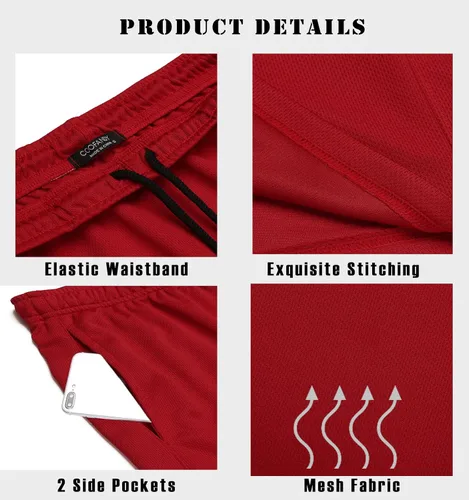 Vista 5 de COOFANDY Paquete de 3 pantalones cortos de entrenamiento para hombre, pantalones cortos deportivos de malla, ligeros, para culturismo, con bolsillos