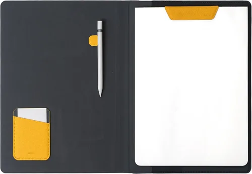 Vista 2 de LHiDS A4 Padfolio 2.0 Pro – Magnetic Business Portfolio with MagSafe Card Holder, Clipboard & Floating Stand, PU Leather Meeting Notebook for Apricot