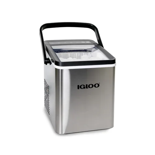 Vista 16 de Igloo Máquina de hielo de encimera autolimpiante, compacta y portátil, crea 26 libras por día, 8 piezas listas cada 7-8 minutos, incluye pala