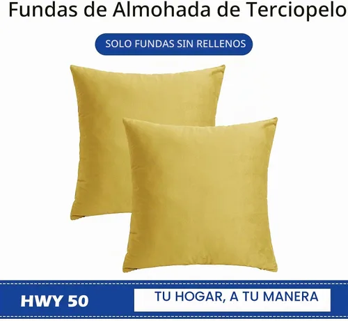 Vista 6 de HWY 50 fundas de almohada decorativas de terciopelo sólido para sofá, sala de estar., Terciopelo, Amarillo, 18x18 pulgadass