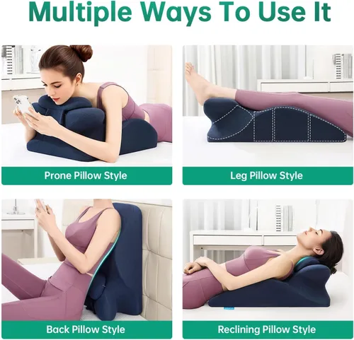 Vista 5 de MOONYOOY Almohada ergonómica de espuma viscoelástica para dormir, reflujo ácido y alivio de la ERGE, almohada de apoyo de cama elevada para dolor