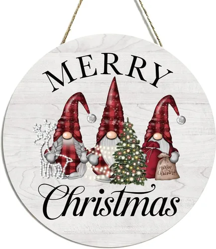 Vista 14 de Decoración de gnomos de Navidad para interiores, decoraciones de Navidad azules, muñeco de nieve, copo de nieve, rústico, granja, madera, placa