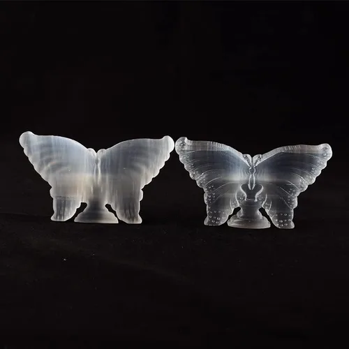 Vista 3 de Wahom Piedra de selenita de cristal natural, mariposa, animal mineral, espécimen de cristal, artesanías, artículos de la suerte, colección Feng