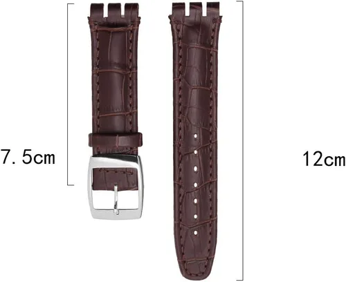 Vista 2 de ZHUOLEI Swatch Correa de reloj de cuero de vaca de grano de cocodrilo con hebilla de acero inoxidable con correa de reloj de herramienta de 0.669 in