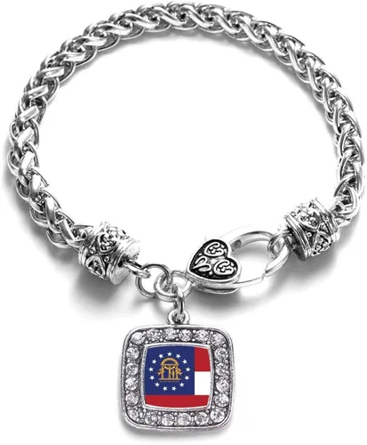 Vista 72 de Pulsera de dijes cuadrados de plata con joyería de circonita cúbica