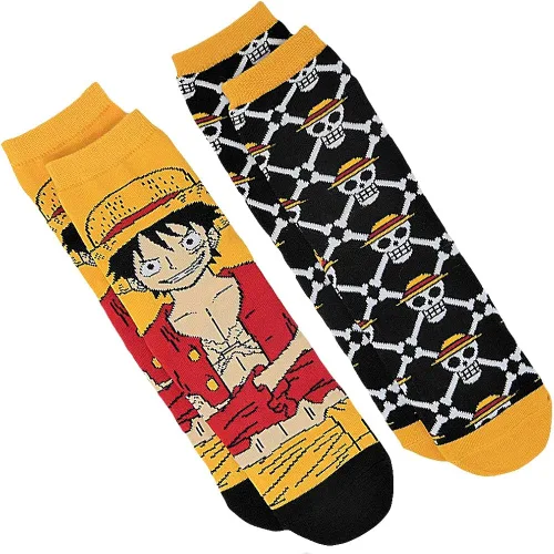 Vista 6 de Ripple Junction Calcetín redondo de anime de una pieza 2 pares con licencia oficial para adultos para hombres y mujeres