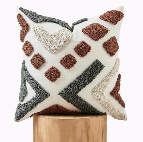 Vista 15 de lifein Fundas de almohada de 18 x 18 pulgadas, fundas de almohada copetudas de jacquard bohemio, fundas de almohada decorativas para casa de campo