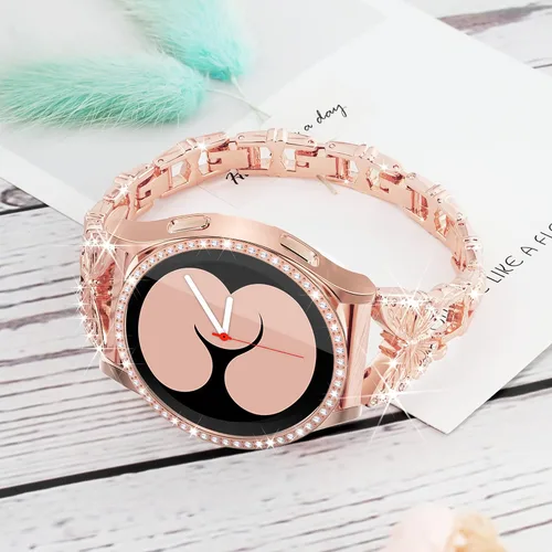 Vista 2 de Correa de mariposa para Samsung Galaxy Watch 4 Band y Galaxy Watch 5 Band-1.575 pulgadas con protector de pantalla, 0.787 pulgadas (0.787 in) correa
