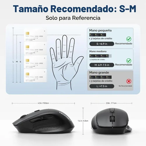 Vista 7 de TECKNET Ratón inalámbrico para computadora portátil, ratón inalámbrico Negro