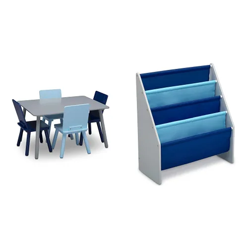 Vista 9 de Delta Children Conjunto de mesa y sillas para niños (4 sillas incluidas), gris/azul