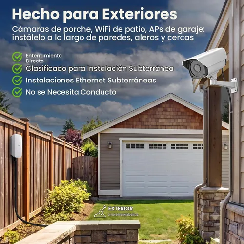 Vista 4 de GEARit - Cable Ethernet Cat6 para exteriores (3 m) 23AWG de cobre puro, FTP, LLDPE, impermeable, entierro directo, en tierra, resistente a UV, POE