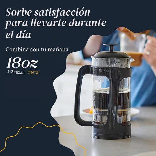 Vista 3 de ESPRO P3 Cafetera de prensa francesa, 18 oz, negro, prensa de filtro doble