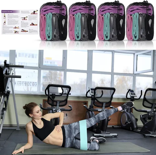 Vista 6 de Shappy 20 bandas de resistencia de tela para entrenamiento, mujeres y hombres, 5 niveles antideslizantes, bandas de entrenamiento elásticas