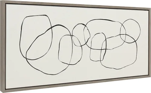 Vista 12 de Kate and Laurel Lienzo enmarcado de círculos bailarines de Sylvie por Teju Reval of SnazzyHues, 18 x 40 pulgadas, negro, decoración abstracta