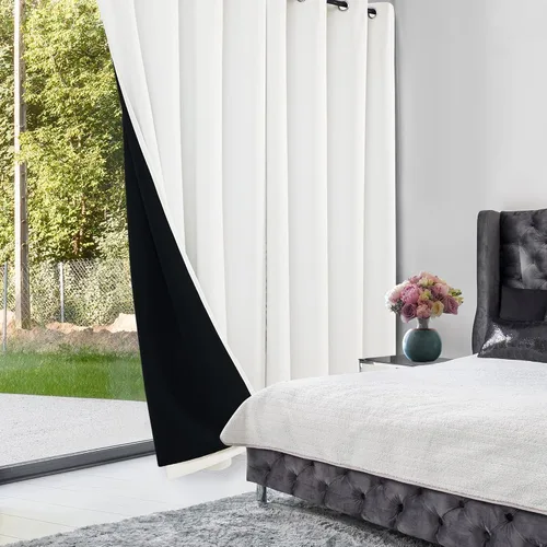Vista 182 de Deconovo Cortinas opacas 100% con forro negro, cortinas con ojales aisladas térmicamente que reducen el ruido, doble capa para oscurecer