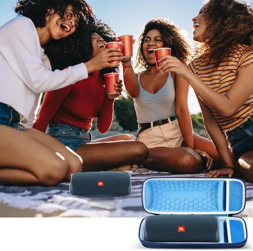 Vista 6 de Comecase - Funda rígida de viaje para JBL Charge 4/Charge 5 impermeable Bluetooth altavoz. Bolsa de almacenamiento para cargador y cable USB