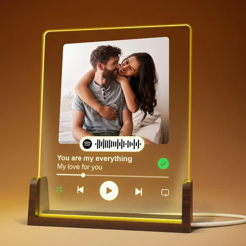 Vista 7 de EGD Placa de acrílico personalizada de Spotify para novio y novia, elige tu foto favorita y canción para regalos únicos para mamá papá, regalos