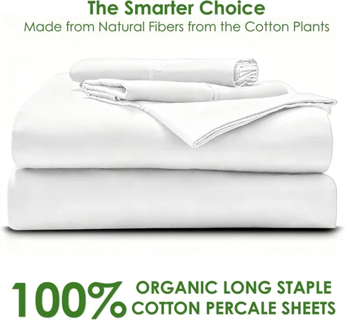 Vista 2 de Queen Percale Sheets Set – 100% Egyptian Long Staple Percal Cotton, 800 Thread Count, Oversized [60” x 80”] with 10” Deep Pockets, Soft, Crisp &