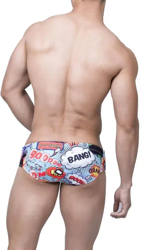 Vista 6 de UXH Nuevos hombres Tigh Natación escritos blancoTrunks traje de baño repelente al agua hombre playa corto hombres traje de baño